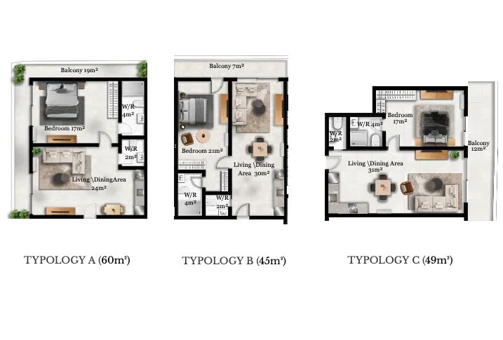 1 bedroom apartment, airport residential area
